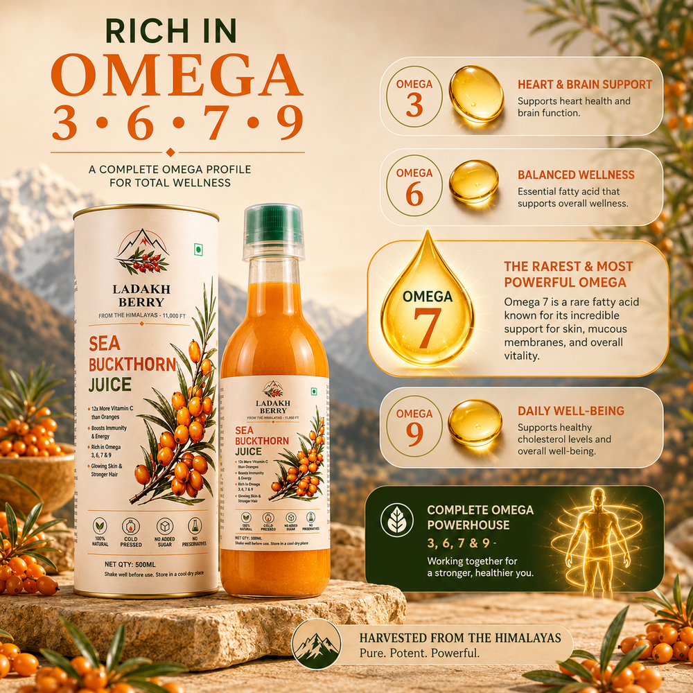Ladakh Berry Sea Buckthorn Juice – 500ml | Cold-Pressed Himalayan Superfruit